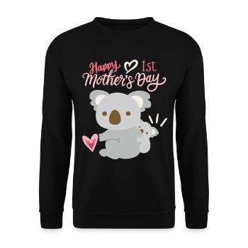 Bonne fête des mères, koala avec bébé, 1ère fête des mères - Sweat-shirt Unisexe - noir - Devant - Alina (178cm) & Michal (187cm)