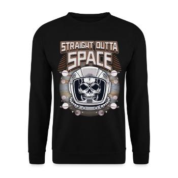 Totenkopf, Skull, Astronaut-Kosmonaut Spruch - Unisex Pullover - Schwarz - Vorne - Alina (178cm) & Michal (187cm)