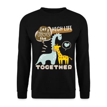 Dinosaurier Cute-Giraffe Valentinstag Liebe-Spruch - Unisex Pullover - Schwarz - Vorne - Alina (178cm) & Michal (187cm)