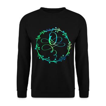 Monogramme, Lettre O, Ornement de calligraphie - Sweat-shirt Unisexe - noir - Devant - Alina (178cm) & Michal (187cm)