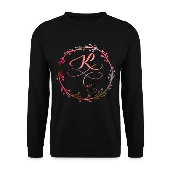 Monogramme, Lettre K, Ornement de calligraphie - Sweat-shirt Unisexe - noir - Devant - Alina (178cm) & Michal (187cm)