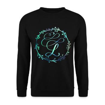 Monogram, Letter L, Calligraphy Ornament - Unisex Sweatshirt - black - Front - Alina (178cm) & Michal (187cm)