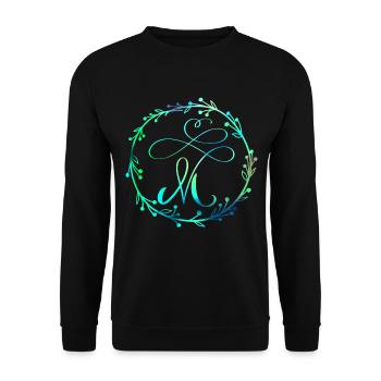 Monogramm, Buchstabe M, Kalligrafie Ornament - Unisex Pullover - Schwarz - Vorne - Alina (178cm) & Michal (187cm)