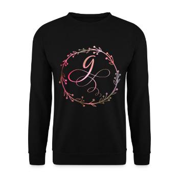 Monogramme, lettre G, ornement de calligraphie - Sweat-shirt Unisexe - noir - Devant - Alina (178cm) & Michal (187cm)