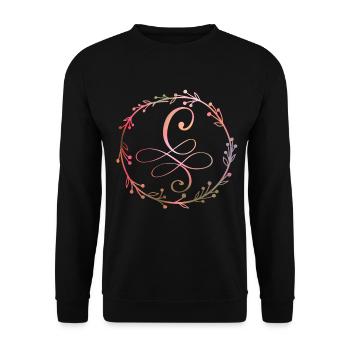 Monogramme, Lettre C, Ornement de calligraphie - Sweat-shirt Unisexe - noir - Devant - Alina (178cm) & Michal (187cm)