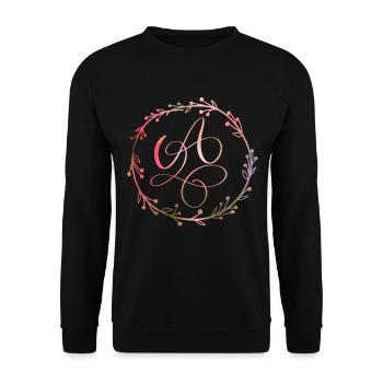 Monogram, Letter A, Calligraphy Ornament - Unisex Sweatshirt - black - Front - Alina (178cm) & Michal (187cm)