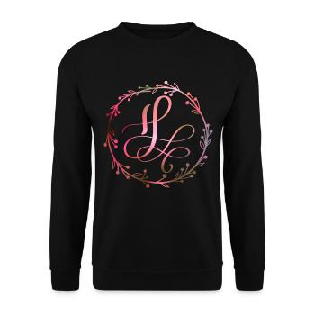 Monogram, Letter H, Calligraphy Ornament - Unisex Sweatshirt - black - Front - Alina (178cm) & Michal (187cm)