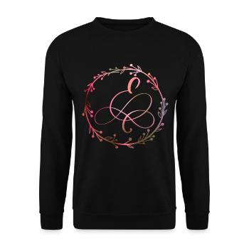 Monogramm, Buchstabe E, Kalligrafie Ornament - Unisex Pullover - Schwarz - Vorne - Alina (178cm) & Michal (187cm)