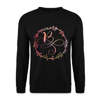 Monogramme, Lettre B, Ornement de calligraphie - Sweat-shirt Unisexe - noir - Devant - Alina (178cm) & Michal (187cm)