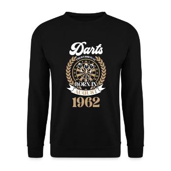 61ème Anniversaire Août Vintage 1962 Fléchettes - Sweat-shirt Unisexe - noir - Devant - Alina (178cm) & Michal (187cm)