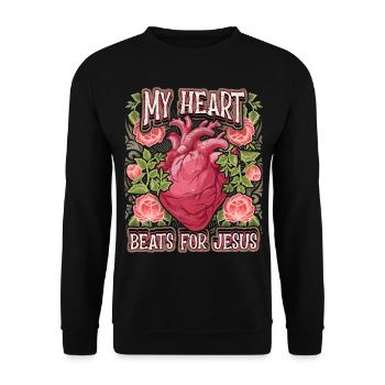 Anatomical heart, Jesus Christ saying, vintage - Unisex Sweatshirt - black - Front - Alina (178cm) & Michal (187cm)
