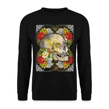 Crâne crâne crâne avec roses vintage - Sweat-shirt Unisexe - noir - Devant - Alina (178cm) & Michal (187cm)