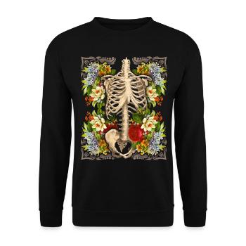 Skeleton with vintage roses, biker design - Unisex Sweatshirt - black - Front - Alina (178cm) & Michal (187cm)