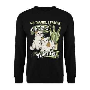 Chats et plantes, drôle de dicton ironique - Sweat-shirt Unisexe - noir - Devant - Alina (178cm) & Michal (187cm)