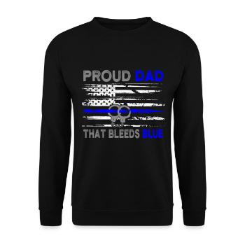 Proud Dad Polizist Polizei USA Geschenk - Unisex Pullover - Schwarz - Vorne - Alina (178cm) & Michal (187cm)