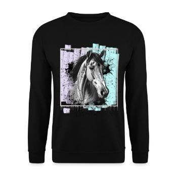Horse - Unisex Sweatshirt - black - Front - Alina (178cm) & Michal (187cm)