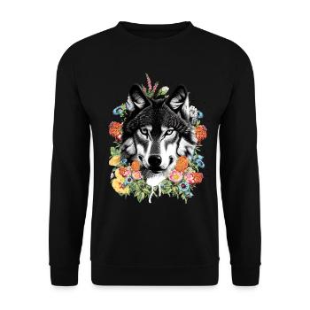 Wolf - Unisex Pullover - Schwarz - Vorne - Alina (178cm) & Michal (187cm)