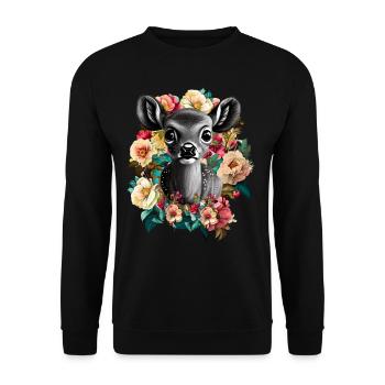 Roe deer - Unisex Sweatshirt - black - Front - Alina (178cm) & Michal (187cm)