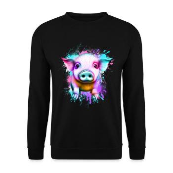 Schwein - Unisex Pullover - Schwarz - Vorne - Alina (178cm) & Michal (187cm)