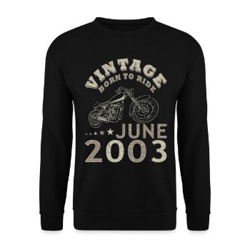 Biker Motorrad Juni 2003 20 Jahre Spruch - Unisex Sweatshirt - black - Front - Alina (178cm) & Michal (187cm)
