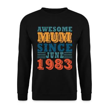 Maman Juin 1983 Millésime - Sweat-shirt Unisexe - noir - Devant - Alina (178cm) & Michal (187cm)