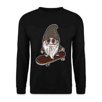 Gnome Skater Skateboard - Unisex Sweatshirt - black - Front - Alina (178cm) & Michal (187cm)