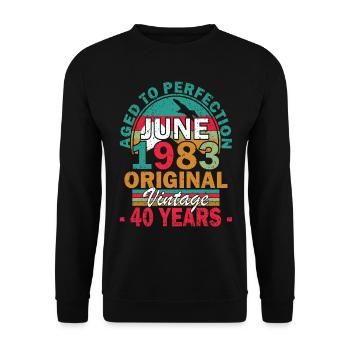 June 1983 Year June 1983 Anniversary - Unisex Sweatshirt - black - Front - Alina (178cm) & Michal (187cm)
