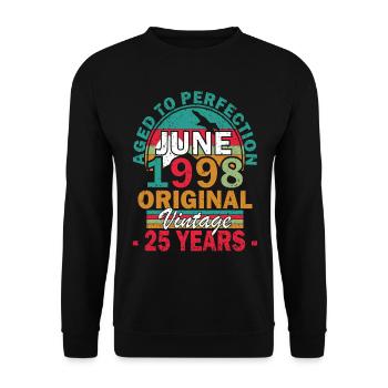 25th Birthday Man June Year 1998 Original - Unisex Sweatshirt - black - Front - Alina (178cm) & Michal (187cm)
