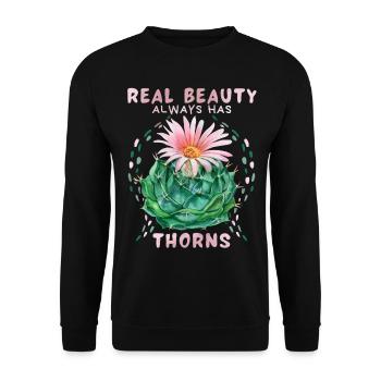 Cactus cactus, funny saying with cactus flower - Unisex Sweatshirt - black - Front - Alina (178cm) & Michal (187cm)