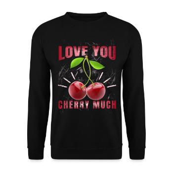 Heart Cherries Cherry Pun Love-you Valentine's Day - Unisex Sweatshirt - black - Front - Alina (178cm) & Michal (187cm)