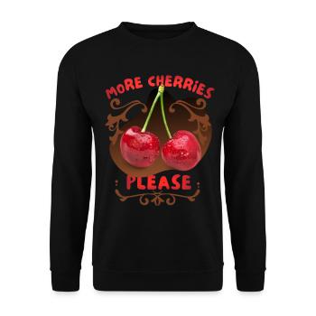 Kirsche Cherry-Fruit lustiger Spruch More-Cherries - Unisex Pullover - Schwarz - Vorne - Alina (178cm) & Michal (187cm)