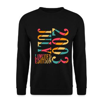 Limited Edition Juli 2003 - Geburtstag - Geschenk - Unisex Pullover - Schwarz - Vorne - Alina (178cm) & Michal (187cm)