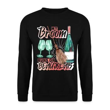Rotwein lustiger Spruch, Redwine Beaujolais - Unisex Pullover - Schwarz - Vorne - Alina (178cm) & Michal (187cm)