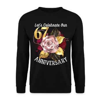 67. Jubiläum, Jubiläumsfeier, Hochzeitstag - Unisex Pullover - Schwarz - Vorne - Alina (178cm) & Michal (187cm)