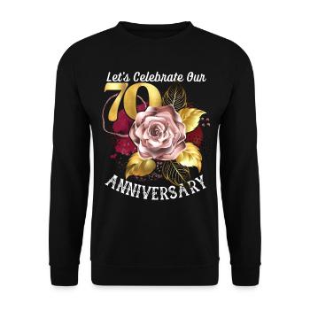 70. Jubiläum, Jubiläumsfeier, Hochzeitstag - Unisex Pullover - Schwarz - Vorne - Alina (178cm) & Michal (187cm)