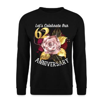 62. Jubiläum, Jubiläumsfeier, Hochzeitstag - Unisex Pullover - Schwarz - Vorne - Alina (178cm) & Michal (187cm)
