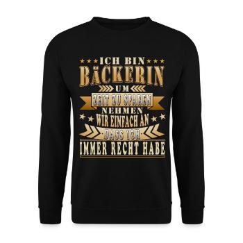 Bäcker Bäckerin Backen Bäckerei Lustig Geschenk - Unisex Pullover - Schwarz - Vorne - Alina (178cm) & Michal (187cm)