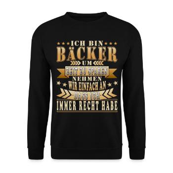 Lustige Bäcker Sprüche Geschenkidee - Unisex Pullover - Schwarz - Vorne - Alina (178cm) & Michal (187cm)