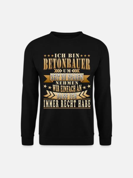 Betonbauer Sprüche Betonbauer - Unisex Pullover - Schwarz