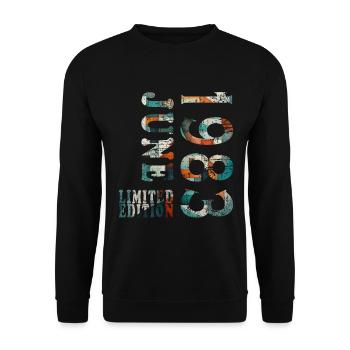 Geburtstag: Juni 1983 - Limited Edition Retro - Unisex Pullover - Schwarz - Vorne - Alina (178cm) & Michal (187cm)