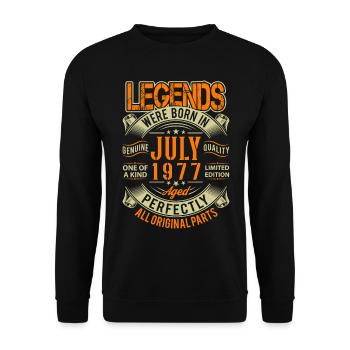 1977 Juli Geburtstag Legende - Unisex Pullover - Schwarz - Vorne - Alina (178cm) & Michal (187cm)