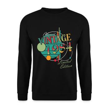 Vintage 1984 Vintage Retro Birthday Gift - Unisex Sweatshirt - black - Front - Alina (178cm) & Michal (187cm)