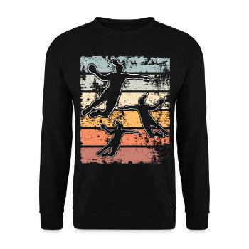 Handball Handballerin - Unisex Pullover - Schwarz - Vorne - Alina (178cm) & Michal (187cm)