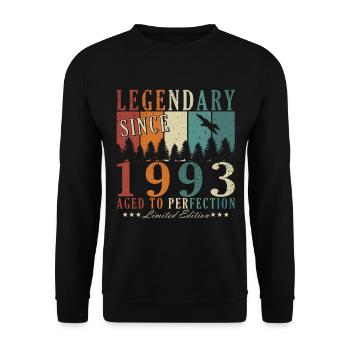30. Geburtstag Mann Jahrgang 1993 Legende - Unisex Pullover - Schwarz - Vorne - Alina (178cm) & Michal (187cm)