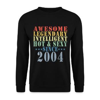 19. Geburtstag Mann Juni Jahrgang 2004 Awesome - Unisex Pullover - Schwarz - Vorne - Alina (178cm) & Michal (187cm)