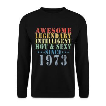 50th Birthday Man June Vintage 1973 Awesome - Unisex Sweatshirt - black - Front - Alina (178cm) & Michal (187cm)