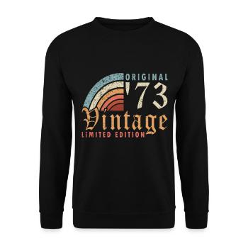 Born 1973 Birthday present 1973 - Unisex Sweatshirt - black - Front - Alina (178cm) & Michal (187cm)