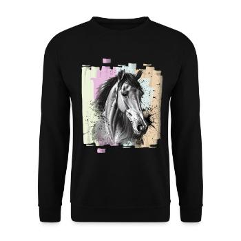 Horse - Unisex Sweatshirt - black - Front - Alina (178cm) & Michal (187cm)