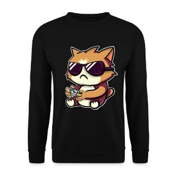 Chat joueur de jeu - Sweat-shirt Unisexe - noir - Devant - Alina (178cm) & Michal (187cm)