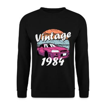Born in 1984 - Unisex Sweatshirt - black - Front - Alina (178cm) & Michal (187cm)